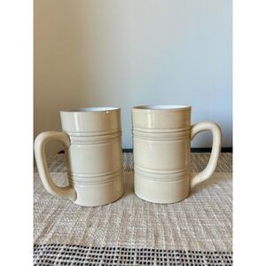 Vintage Villeroy & Boch Beige Stoneware Mug German Coffee Mug Beer Stein Cup Set